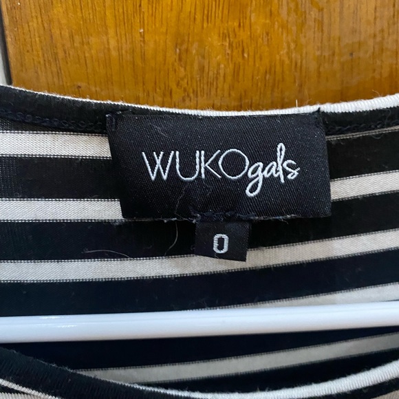 Wuko Gals Striped Black and White Midi Dress with Side Ties - Picture 3 of 5
